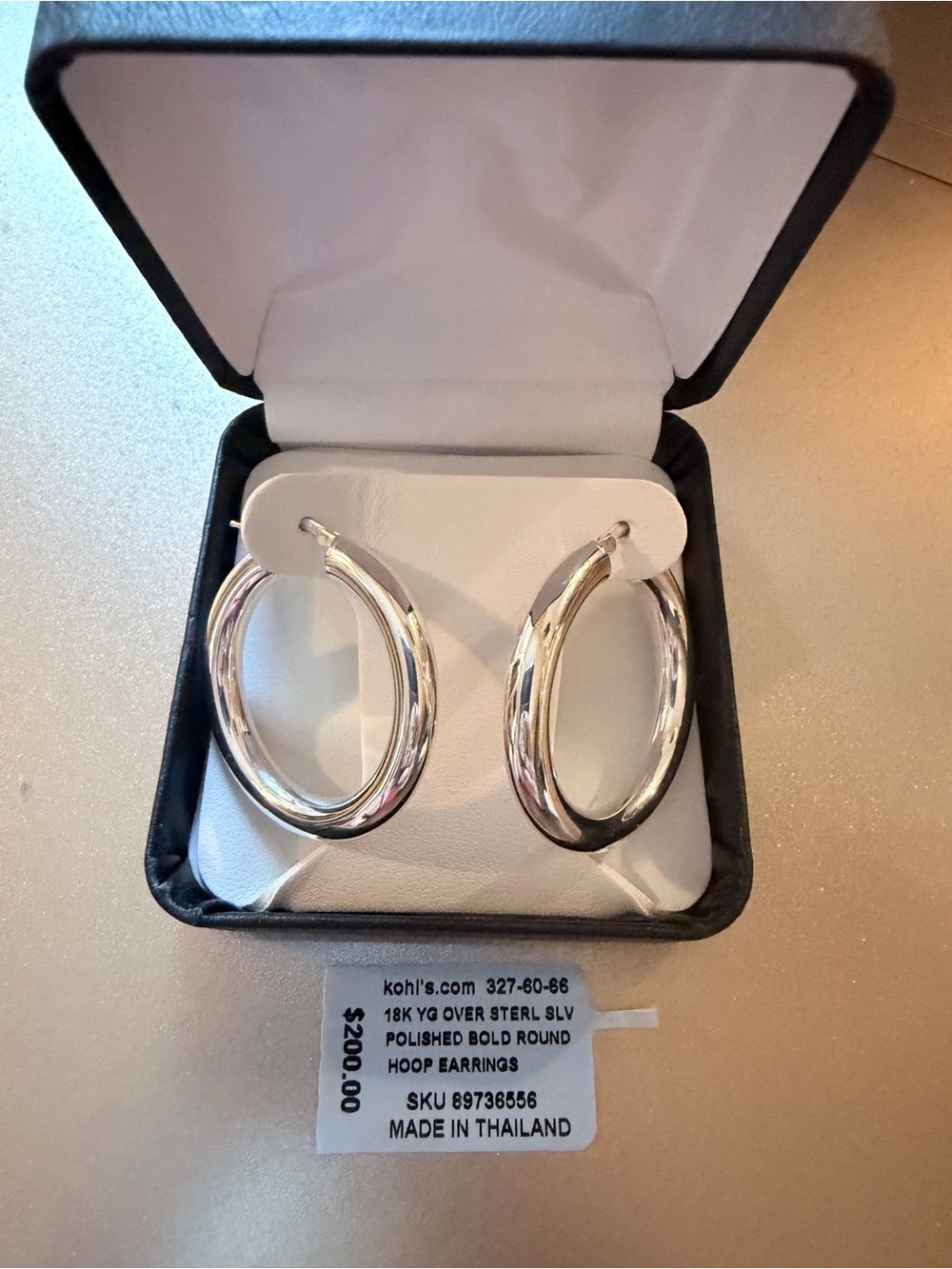 NWT 18K Gold Over Sterling Silver Chunky Hoop Earrings
